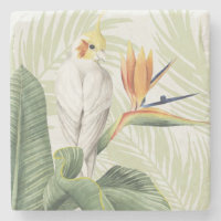 Palm-Blätter mit weißem Vogel