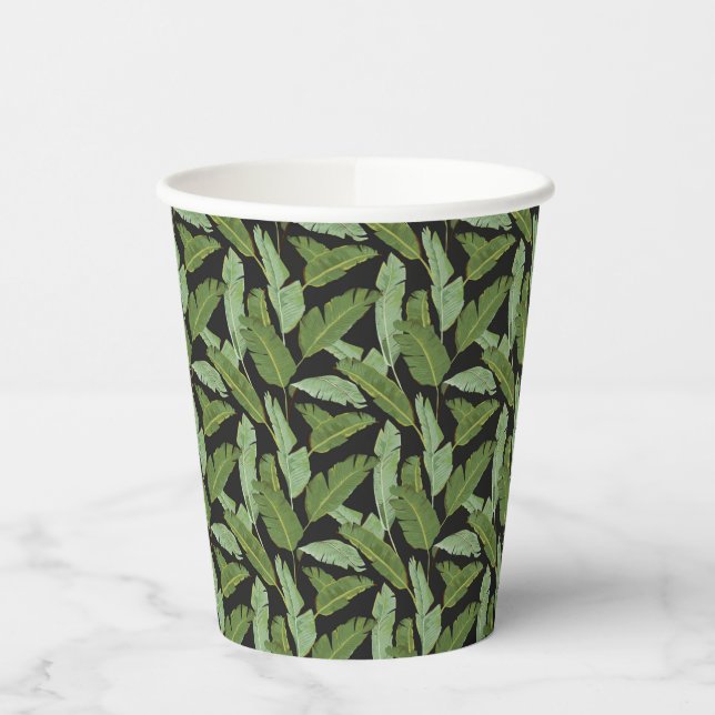 Palm-Blätter | Monogramm Pappbecher (Links)