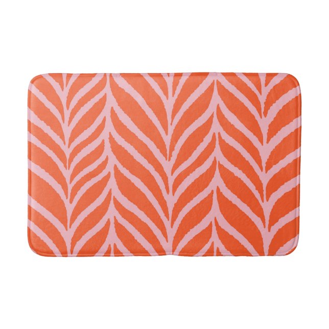 Palm Blätter Muster Orange & Pink Badematte (Vorderseite)