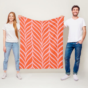 Palm Blätter Muster Orange & Pink Fleecedecke