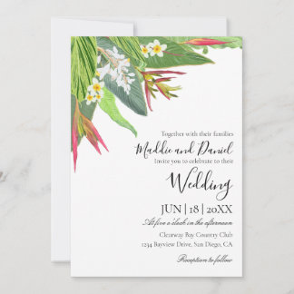Palm Blätter Plumeria Tropical Elegante Hochzeit Einladung
