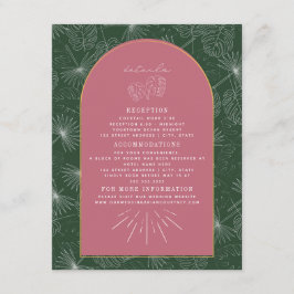 Palm Blätter Rosa Grüne Arche Hochzeit Details Begleitkarte