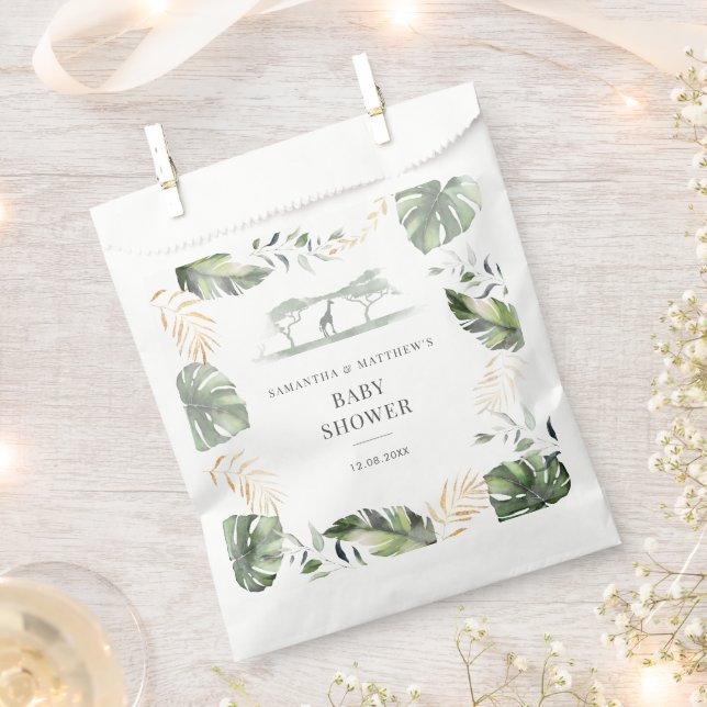 Palm Blätter Safari Paare Kinderdusche Geschenktütchen (Ausgeschnitten)