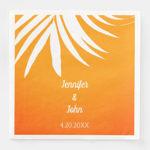 Palm Blätter Sunset Orange Coole tropische Hochzei Serviette