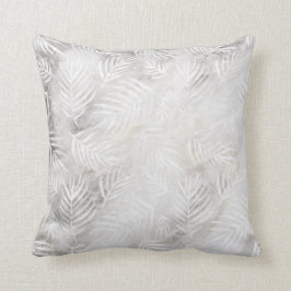 Palm Blätter Tropical Pastel White Silver Gray Kissen