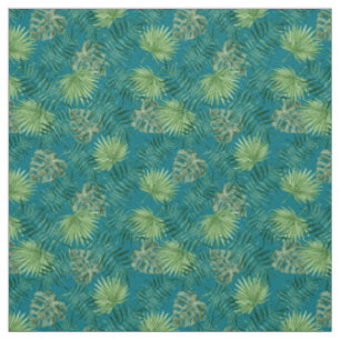 Palm Blätter Tropical Print Aquamarine Stoffe