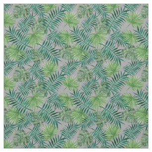 Palm Blätter Tropical Print Gray Stoff
