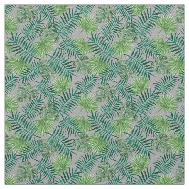 Palm Blätter Tropical Print Gray Stoff (Muster)