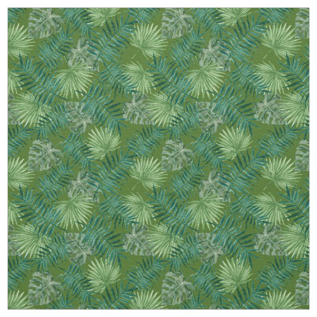 Palm Blätter Tropical Print Green Fabric Stoff (Muster)