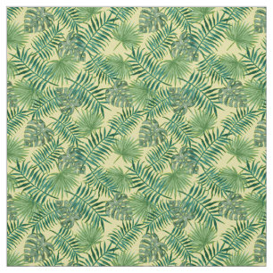 Palm Blätter Tropical Print Yellow Fabric Stoff