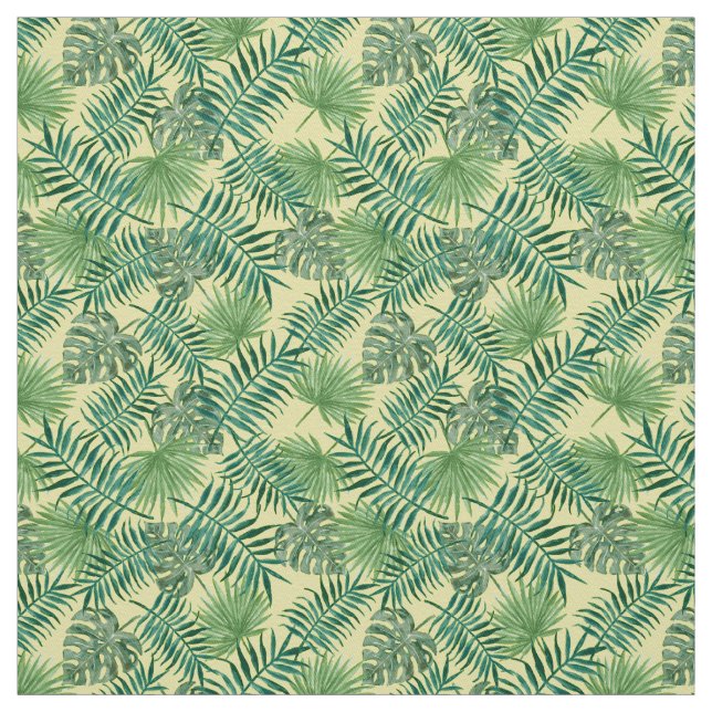 Palm Blätter Tropical Print Yellow Fabric Stoff (Muster)