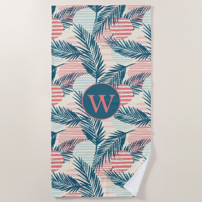 Palm Blätter Tropical Summer Beach Handtuch (Vorderseite)