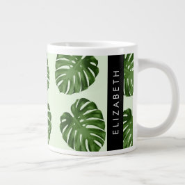 Palm-Blätter, tropisches Muster, Ihr Name Jumbo-Tasse