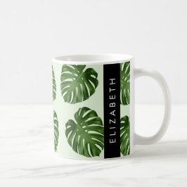 Palm-Blätter, tropisches Muster, Ihr Name Kaffeetasse