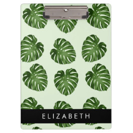 Palm-Blätter, tropisches Muster, Ihr Name Klemmbrett