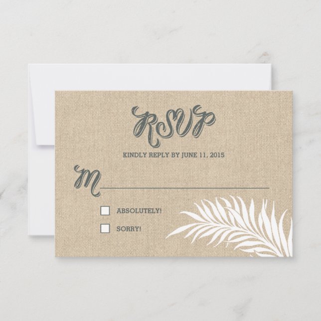 Palm-Blätter UAWG/Hochzeitungs-Reaktionskarten RSVP Karte (Vorderseite)