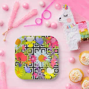 Palm Blätter und Blume Pappteller