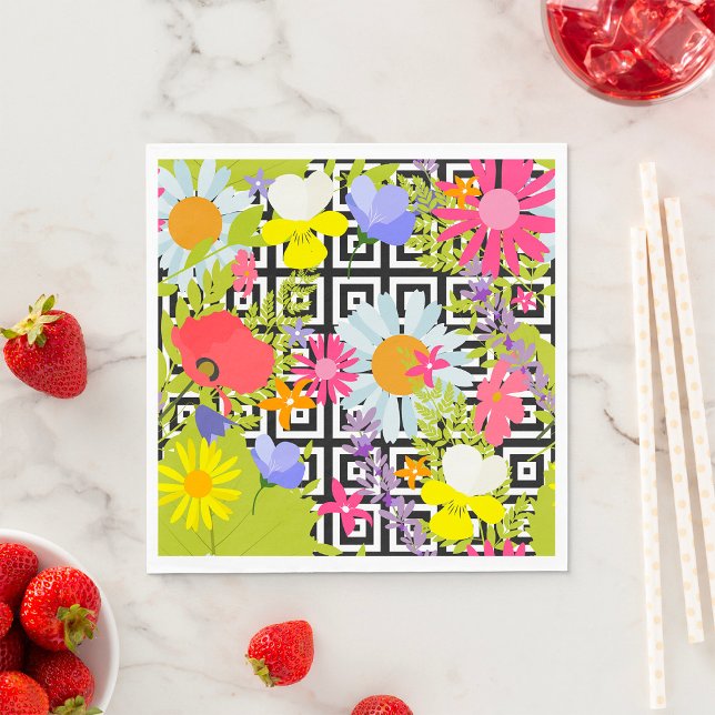 Palm Blätter und Blume Serviette (Von Creator hochgeladen)