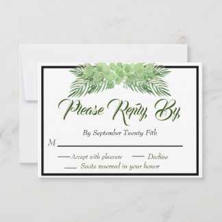 Palm Blätter und Eukalyptus Hochzeitliches Blattwe RSVP Karte