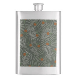 Palm-Blätter und Orangen Flachmann