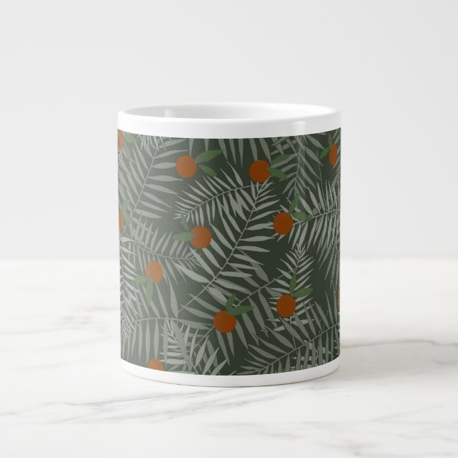 Palm-Blätter und Orangen Jumbo-Tasse (Vorderseite)
