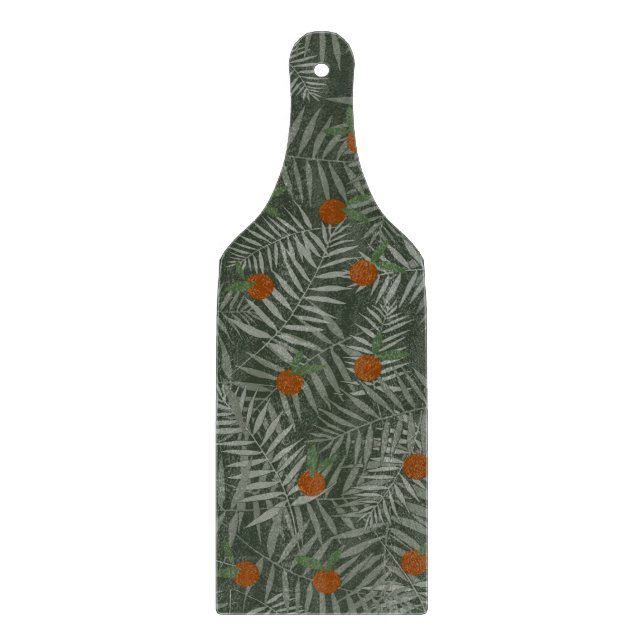Palm-Blätter und Orangen Schneidebrett (Vorderseite)