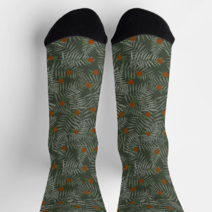 Palm-Blätter und Orangen Socken