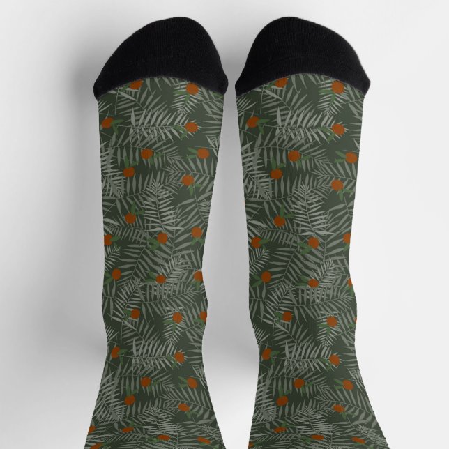 Palm-Blätter und Orangen Socken (Oben)