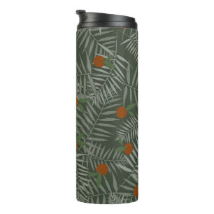 Palm-Blätter und Orangen Thermosbecher