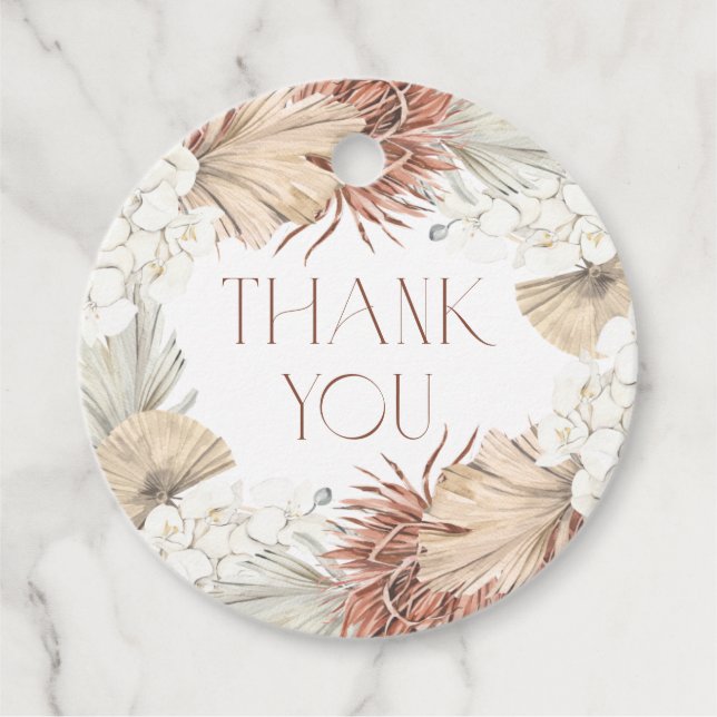 Palm Blätter und Orchids Wreath Boho Baby Shower Geschenkanhänger (Vorderseite)