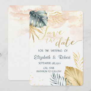 Palm Blätter Wasserfarbe Save the Date