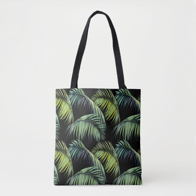 Palm Blätter: Watercolor Schwarz Hintergrund. (Vorderseite)