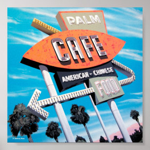 Palm Cafe auf Route 66 Poster