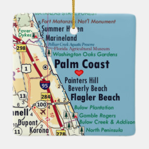 Palm Coast FL Map Keramikornament