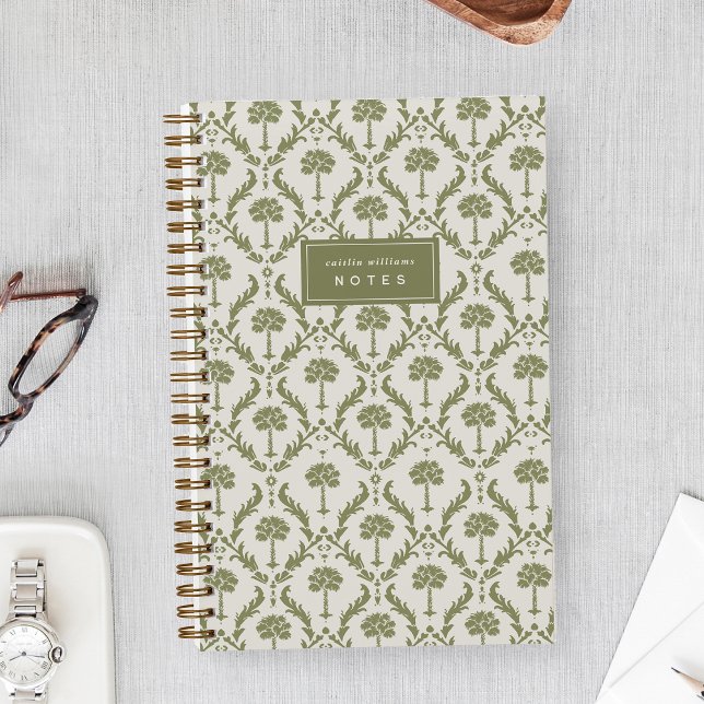 Palm Damask Personalisiertes Notizbuch | Heritage  (Von Creator hochgeladen)