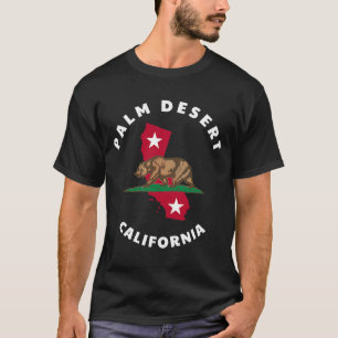 Palm Desert California CA Flag and Bear Abzeichen T-Shirt