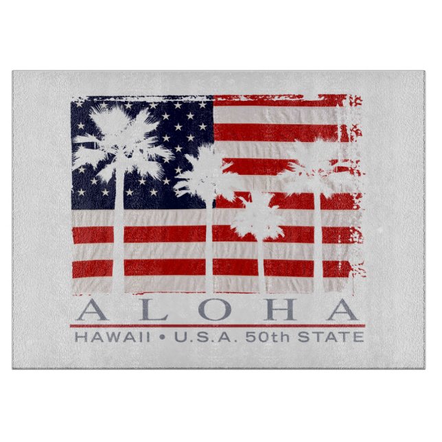 Palm Flag Hawaii Aloha Patriotic Cutting Board Schneidebrett (Vorderseite)