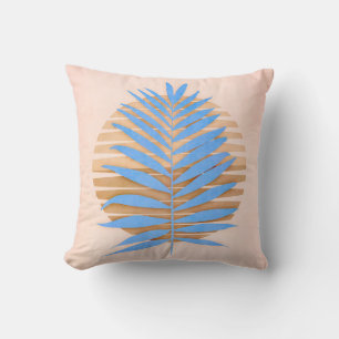 Palm Frond Blue Throw Kissen