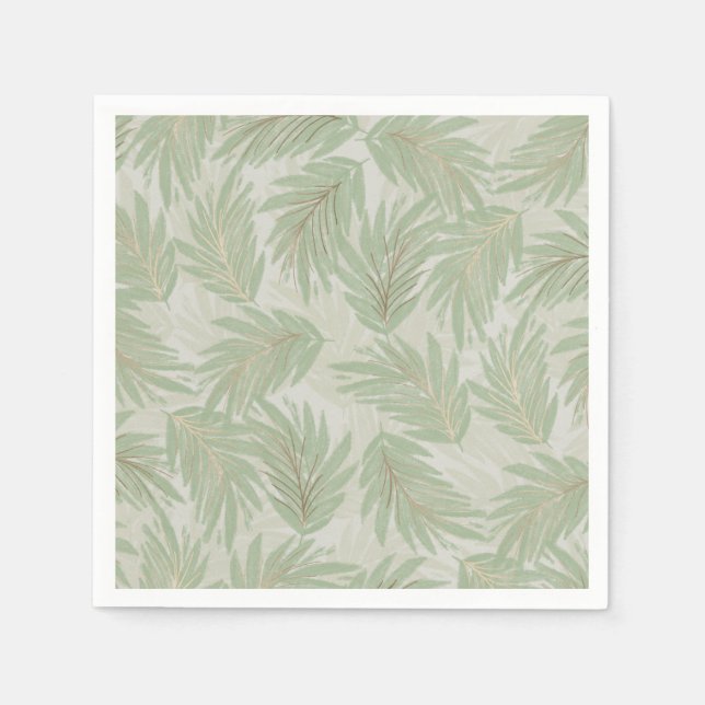 Palm Fronds Green Gold Serviette (Vorderseite)