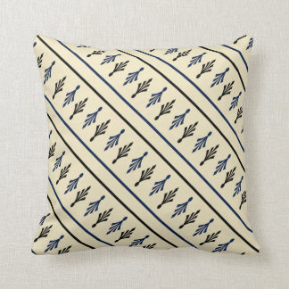 Palm Fronds Muster Name1 schwarz blau ecru Kissen
