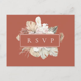 Palm Fronds Rust Frame Wedding RSVP Song Anfrage Einladungspostkarte