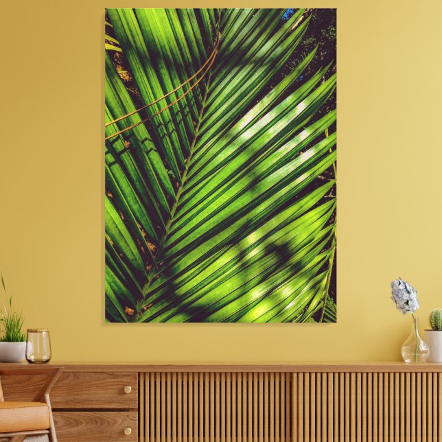 Palm Frontend, Pine Needles und Shadows Canvas Pri Leinwanddruck (Insitu (Wohnzimmer))
