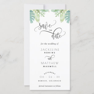 Palm Greenery Wedding Save the Date Lesezeichen