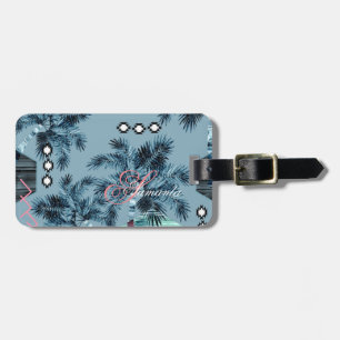 Palm Hawaiian Blue Monogram personalisiert Gepäckanhänger