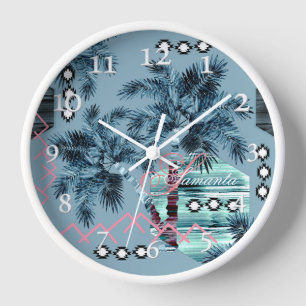 Palm Hawaiian Blue Monogram personalisiert Uhr
