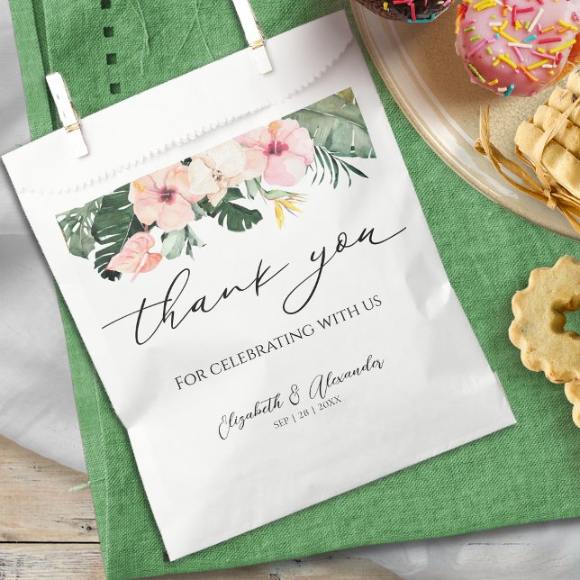 Palm Hibiskus Tropical | Danke Hochzeit Geschenktütchen (Von Creator hochgeladen)