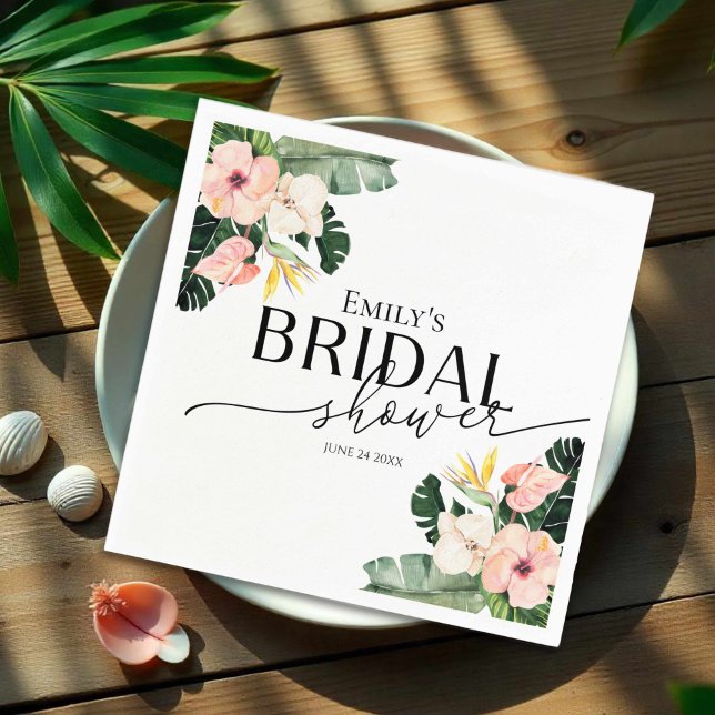 Palm Hibiskus Tropisches Brautparty Napkins Serviette (Von Creator hochgeladen)