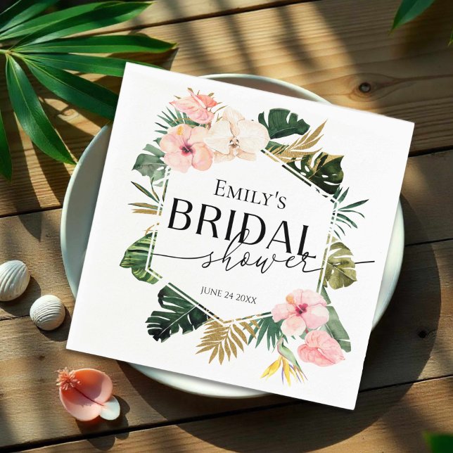 Palm Hibiskus Tropisches Brautparty Napkins Serviette (Von Creator hochgeladen)