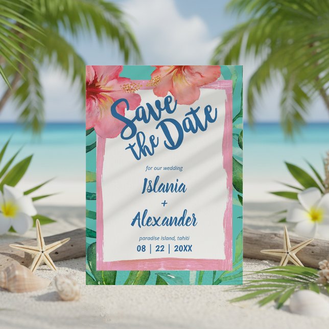 Palm-Hochzeit von Tropical Island Hibiskus Save The Date (Von Creator hochgeladen)