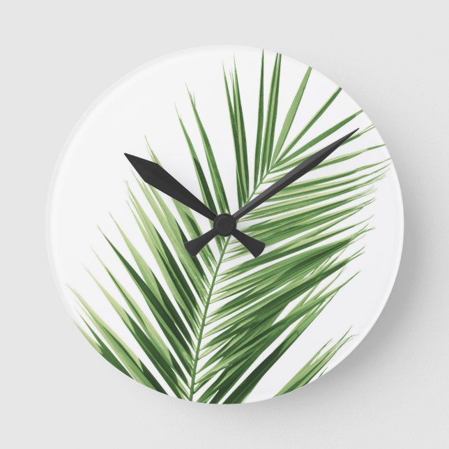 Palm Leaf #1 #minimal #tropical #wall #decor #art Runde Wanduhr (Vorderseite)